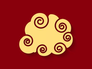 Japon bulut kümesinin vektör çizimi. Bir bulutun gökyüzündeki hareketi rüzgardan etkilenir. Çin süsü ya da doğu süsüyle süslenir. Çin tarzında bulutlar..