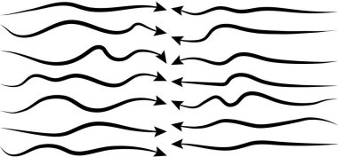 El çizimi Doodle ok ikonu seti veya grafik koleksiyonu. İşaret simgeleri. İşaretli grafik sembolleri. İş planı ve eğitim için ok tasarımı taslağı. Vektör illüstrasyonu