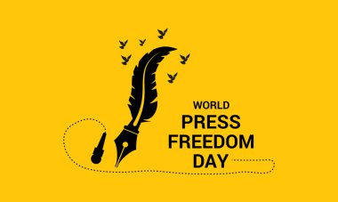 Dünya Basın Özgürlüğü Günü konsepti arka planın vektör illüstrasyonu. Dünya Basın Özgürlüğü Günü her yıl 3 Mayıs 'ta kutlanıyor. Gazetecilik suçlarının cezasız kalmasıyla sonuçlanmalı. Pankart için tasarım.