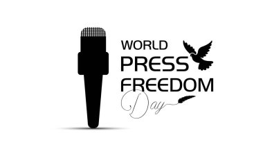 Dünya Basın Özgürlüğü Günü konsepti arka planın vektör illüstrasyonu. Dünya Basın Özgürlüğü Günü her yıl 3 Mayıs 'ta kutlanıyor. Gazetecilik suçlarının cezasız kalmasıyla sonuçlanmalı. Pankart için tasarım.