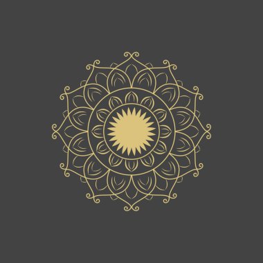 Vektör çiçek mandala. Geometrik süslemeli mandalalar, siyah arka planda izole edilmiş sanat eserleri. Meditasyon, yoga, pankart, kına ve şeffaf arkaplan ile ilgili çeşitli tasarım unsurları