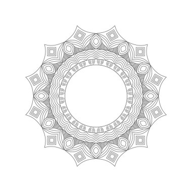 Geometrik süslemeli mandalalar, beyaz arka planda izole edilmiş sanat eserleri. Meditasyon, yoga, afişler, kınalar, davetiyeler, kapak sayfaları ve mandalalarla ilgili çeşitli tasarım unsurları. Basit mandala sanatı.