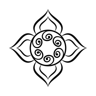 Bir Petal Mandala 'da basit minimalist mandala keşfi, akış ve denge. Minimalist mandala ana hatları Geometrik Elementlere sahip dövme tasarımı simgesi. Vektör çizimi. Eps 10.