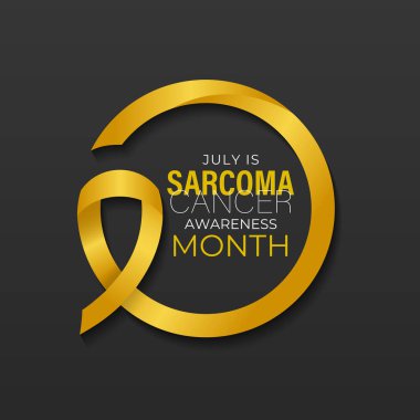Sarkoma ve Kemik Kanseri Farkındalığı Ayı Temmuz ayında her yıl gözlemlendi. Gerçekçi kurdele ve kemik pankartı poster tasarım şablonu.