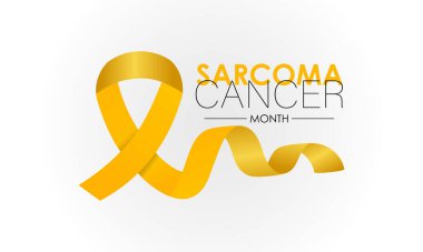 Sarkoma ve Kemik Kanseri Farkındalığı Ayı Temmuz ayında her yıl gözlemlendi. Gerçekçi kurdele ve arka plan poster tasarım şablonu. Kemik Kanseri Günü ve Tıbbi Konsept. Sarkoma, yağ gibi bağ dokularında ortaya çıkan kanserleri içerir..