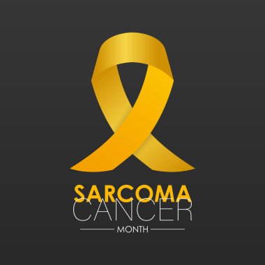 Sarkoma ve Kemik Kanseri Farkındalığı Ayı Temmuz ayında her yıl gözlemlendi. Gerçekçi kurdele ve arka plan poster tasarım şablonu. Kemik Kanseri Günü ve Tıbbi Konsept. Sarkoma, yağ gibi bağ dokularında ortaya çıkan kanserleri içerir..