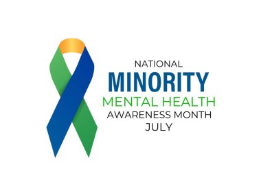 Ulusal Azınlık Akıl Sağlığı Bilinci Ayı. Stigma 'yı kırmak, Equity' yi desteklemek ve Toplum Banner, sosyal medya, poster ve arka plan tasarım şablonlarında Zihinsel Sağlığın Desteklenmesi.