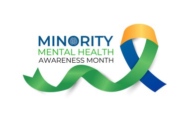 Ulusal Azınlık Akıl Sağlığı Bilinci Ayı. Stigma 'yı kırmak, Equity' yi desteklemek ve Toplum Banner, sosyal medya, poster ve arka plan tasarım şablonlarında Zihinsel Sağlığın Desteklenmesi.