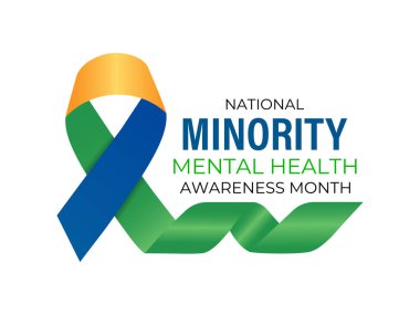 Ulusal Azınlık Akıl Sağlığı Bilinci Ayı. Stigma 'yı kırmak, Equity' yi desteklemek ve Toplum Banner, sosyal medya, poster ve arka plan tasarım şablonlarında Zihinsel Sağlığın Desteklenmesi.