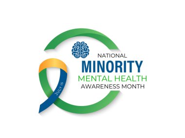 Ulusal Azınlık Akıl Sağlığı Bilinci Ayı. Stigma 'yı kırmak, Equity' yi desteklemek ve Toplum Banner, sosyal medya, poster ve arka plan tasarım şablonlarında Zihinsel Sağlığın Desteklenmesi.