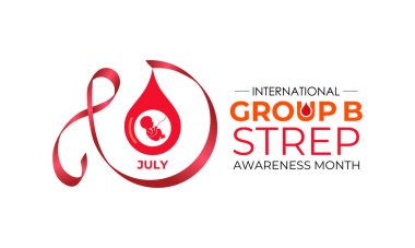 Uluslararası Grup B Strep Aylık Farkındalık Anneler ve Yenidoğanları GBS 'den Koruyor. Hamile annesi olan gerçekçi bir kurdele. Web afişi, kartlar, baskılar, sosyal medya, Vektör illüstrasyonu için tasarım.