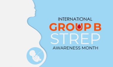 Uluslararası Grup B Strep Aylık Farkındalık Anneler ve Yenidoğanları GBS 'den Koruyor. Hamile annesi olan gerçekçi bir kurdele. Web afişi, kartlar, baskılar, sosyal medya, Vektör illüstrasyonu için tasarım.