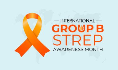 Uluslararası Grup B Strep Aylık Farkındalık Anneler ve Yenidoğanları GBS 'den Koruyor. Hamile annesi olan gerçekçi bir kurdele. Web afişi, kartlar, baskılar, sosyal medya, Vektör illüstrasyonu için tasarım.