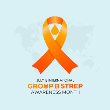 Uluslararası Grup B Strep Aylık Farkındalık Anneler ve Yenidoğanları GBS 'den Koruyor. Hamile annesi olan gerçekçi bir kurdele. Web afişi, kartlar, baskılar, sosyal medya, Vektör illüstrasyonu için tasarım.