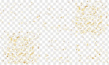 Lüks Tasarımlar için Altın Folyo Parlatıcı Kalıplar Şeffaf PNG Arkaplanı Kutlama için arka planda altın parıltısı ve parlak toz elementiyle konfeti. Düğün, VIP kapağı şablonu.