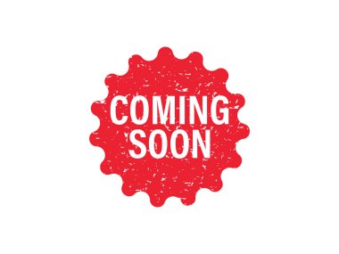 Soyut grunge kauçuk damga ile yakında mesaj geliyor. Yakında gelecek olan mürekkepli kırmızı dairesel damga. Vektör illüstrasyon vektörü 10.