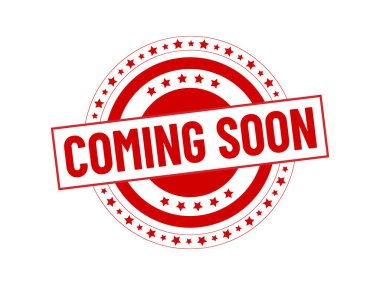 Soyut grunge kauçuk damga ile yakında mesaj geliyor. Yakında gelecek olan mürekkepli kırmızı dairesel damga. Vektör illüstrasyon vektörü 10.