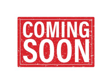 Beyaz arka planda, kırmızılı grunge pulu yakında gelecek. Yakında gelecek olan mürekkepli kırmızı dairesel damga. Vektör illüstrasyon vektörü 10.