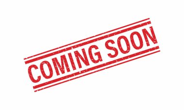 Beyaz arka planda, kırmızılı grunge pulu yakında gelecek. Yakında gelecek olan mürekkepli kırmızı dairesel damga. Vektör illüstrasyon vektörü 10.