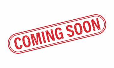 Beyaz arka planda, kırmızılı grunge pulu yakında gelecek. Yakında gelecek olan mürekkepli kırmızı dairesel damga. Vektör illüstrasyon vektörü 10.