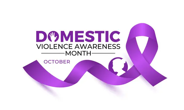 Ekim ayı Ulusal Aile İçi Şiddet Farkındalığı Ayı, halkı hayatta kalanları desteklemek, halkı bilinçlendirmek ve güvenli ilişkileri teşvik etmek için birleştiriyor. Afiş, el ilanı ve arkaplan tasarım şablonu.