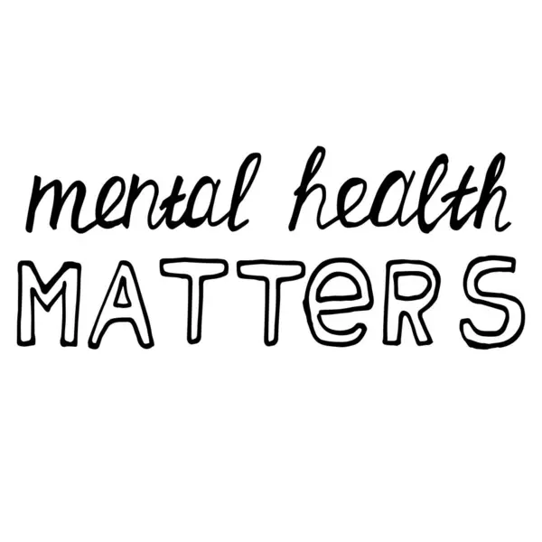 Akıl Sağlığı Sorunları tabirinin elle çizilmiş harfleri. Sağlık blogları, terapi promosyonları veya ilham verici dijital materyaller için zihinsel sağlık farkındalığı, posterler ve sosyal medya içeriği..