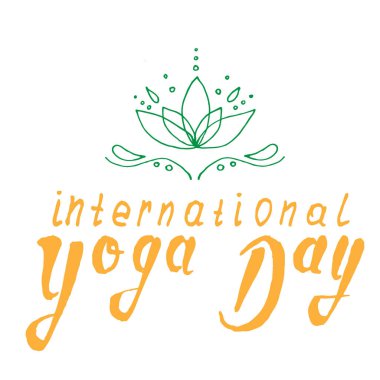 Uluslararası Yoga Günü için minimalist siyah beyaz vektör çizimi. Elle çizilmiş stil harfleri. Yoga stüdyoları, markalaşma, davetiyeler, posterler ve dijital medya için ideal.