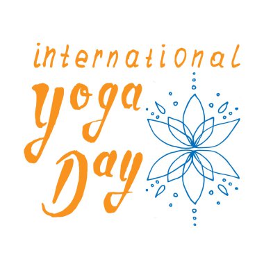 Uluslararası Yoga Günü için minimalist renk vektörü çizimi. Tasarım elemanı ve şık harfler. Yoga stüdyoları, sağlık markası, davetiyeler, posterler ve dijital medya için mükemmel.