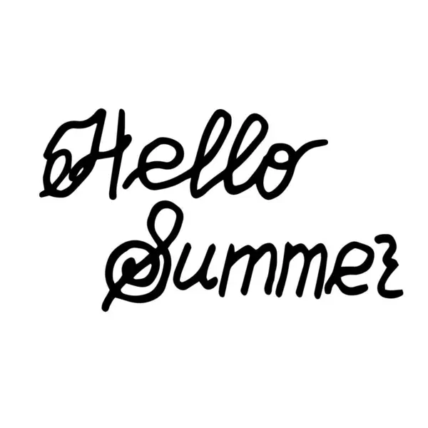 Merhaba yazlık yazı harfleri beyaz arka planda El çizimi çizimi. Kartpostal etiketlerinin tasarımının temeli .vektör bileşimi.