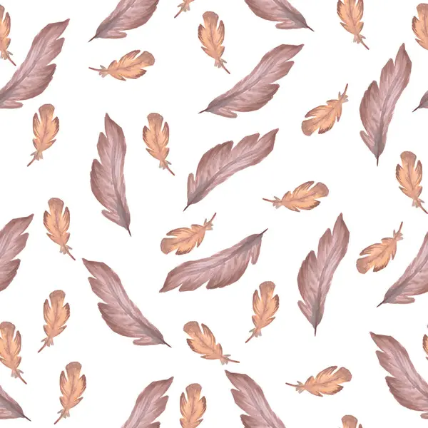 Tüylerin sıcak bej tonlarında kusursuz desenli suluboya çizimi yaratıcılık için beyaz zemin üzerine kuruludur.