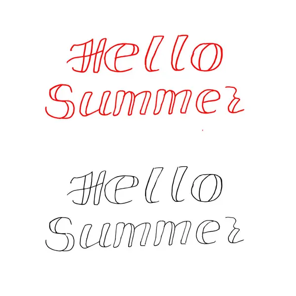 El yazısıyla çizilmiş siyah-beyaz ve renkli harfler beyaz arka planda bir dizi illüstrasyon oluşturmuş. Yazdırma ve tekstil kartpostalları için.