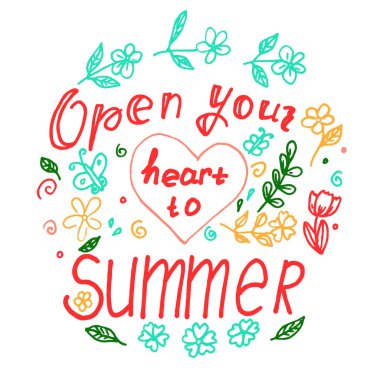 Yazılı, parlak bir yaz baskısı. Yakında el yazısı ve deniz kabuklarıyla... Tebrik kartları, hediyeler, tişörtler, posterler, ambalajlar, deniz olayları, turizm için mükemmel