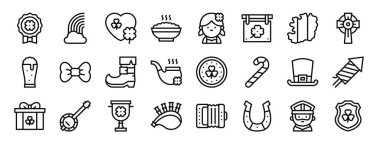 Rapor için 24 özet web sitesi web st patricks gün simgeleri rozet, gökkuşağı, kalp, yahni, kız, bar, İrlanda vektör simgeleri, sunum, diyagram, web tasarımı, mobil uygulama gibi