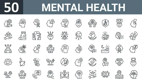 Psikoterapi, zihinsel bozukluk, farkındalık, bağımlılık, duygusal sağlık, endişe, travma sonrası stres bozukluğu, rapor için ince ikonlar, sunum, diyagram, web