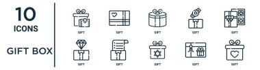 hediye kutusu özet seti gibi ince çizgi hediye, hediye, rapor için simgeler, sunum, diyagram, web tasarımı