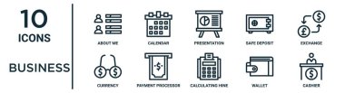 Benim hakkımda ince satır, sunum, takas, ödeme işlemcisi, cüzdan, kasiyer, para birimi simgeleri, sunum, diyagram, web tasarımı gibi ticari tasarım simgeleri