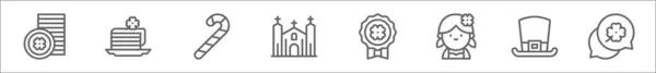Набор Значков Дня Святого Патрика Например Монеты Торт Трость Церковь — стоковый вектор