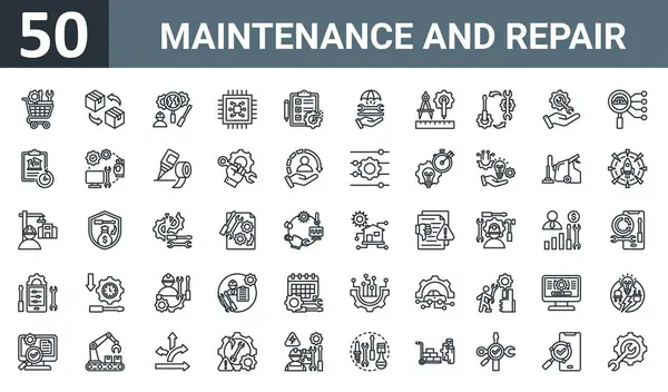 Jeu Icônes Maintenance Réparation Web Telles Que Achat Remplacement Inspection — Image vectorielle