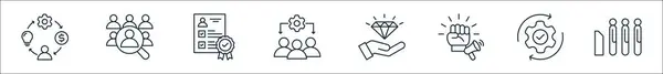 概述销售管理线图标集 线性向量图标 如技能 团队管理 — 图库矢量图片