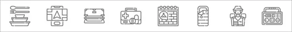 Контурний Набір Іконок Лінії Кемпінгу Лінійні Векторні Іконки Такі Упаковка — стоковий вектор