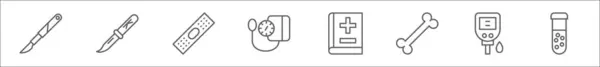 Набір Іконок Медичної Лінії Лінійні Векторні Значки Такі Скальпель Ніж — стоковий вектор
