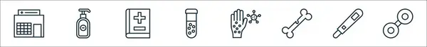 Набір Іконок Медичної Лінії Лінійні Векторні Іконки Такі Фарингіт Дезінфікуючий — стоковий вектор