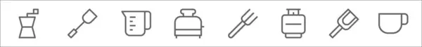 Контурний Набір Іконок Кухонної Лінії Лінійні Векторні Іконки Такі Болгарка — стоковий вектор