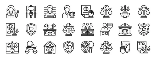 Rapor, sunum, diyagram, web tasarımı, web tasarımı için 24 ana hatlı web adaleti ve hakim, cezaevi, şüpheli, savunucu, aktivizm, finans yasaları, uluslararası hukuk vektör simgeleri gibi ikonların kuralları,