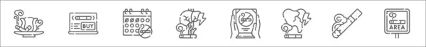 Контурний Набір Піктограм Лінії Куріння Лінійні Векторні Іконки Такі Чашка — стоковий вектор