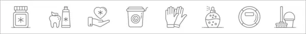 Набір Іконок Гігієнічної Лінії Лінійні Векторні Іконки Такі Догляд Порожниною — стоковий вектор