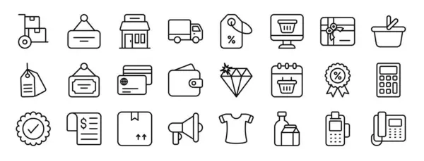 Conjunto Iconos Comercio Electrónico Web Esquema Tales Como Carrito Tienda — Archivo Imágenes Vectoriales