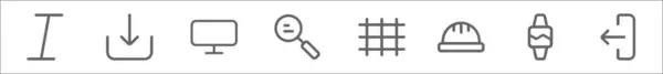 Uiエッセンシャルラインアイコンの概要セット インボックス ディスプレイ ヘルメット モニターなどの線形ベクトルアイコン — ストックベクタ