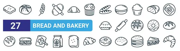 Σύνολο Περίγραμμα Web Ψωμί Και Εικόνες Αρτοποιίας Όπως Ψωμί Ψωμί — Διανυσματικό Αρχείο
