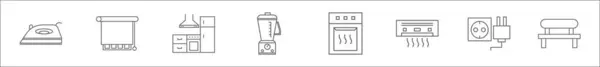 Контурний Набір Іконок Меблевої Лінії Лінійні Векторні Іконки Такі Залізо — стоковий вектор